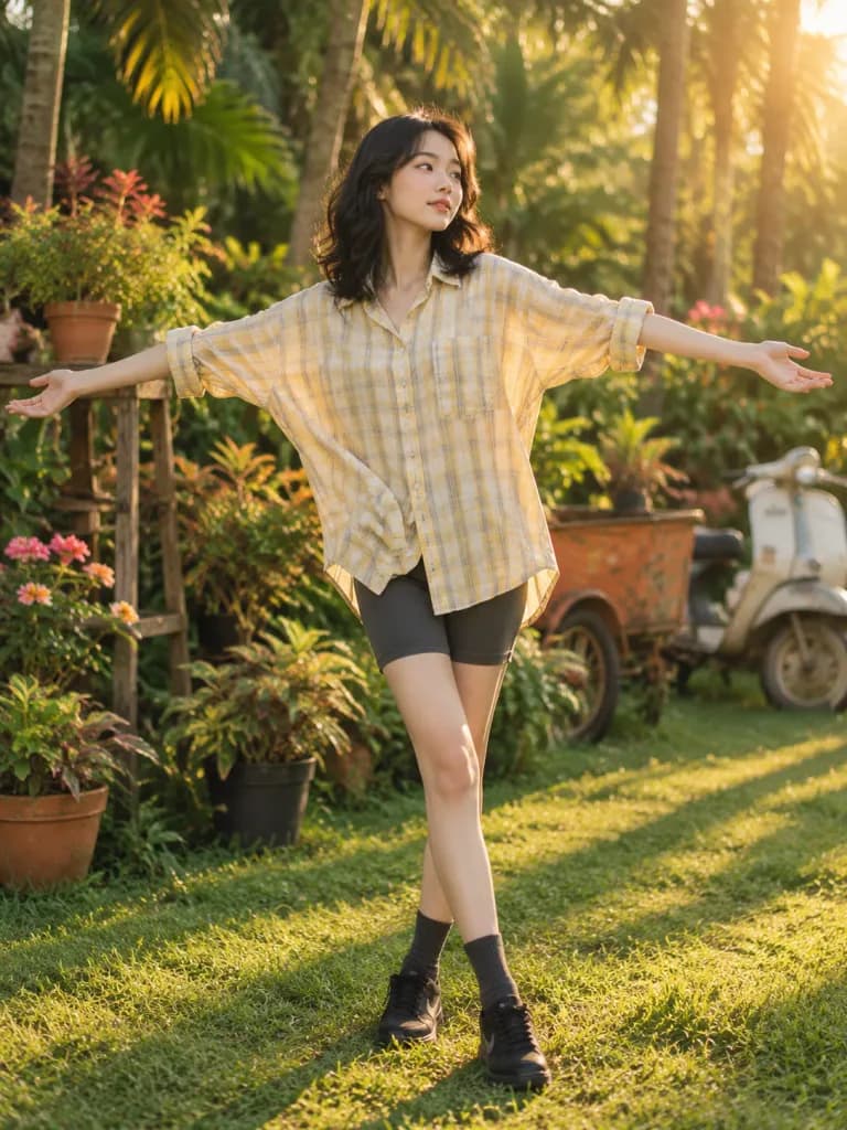 熱帶花園黃金時刻全身人像