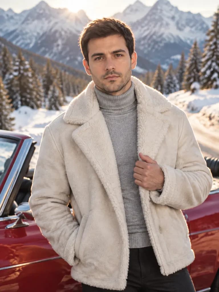 Winter Editorial with Luxury Convertible
