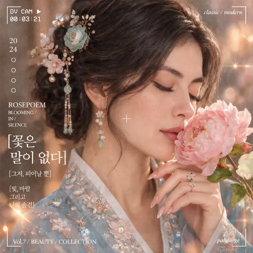 Korean Floral Editorial Camcorder Portrait