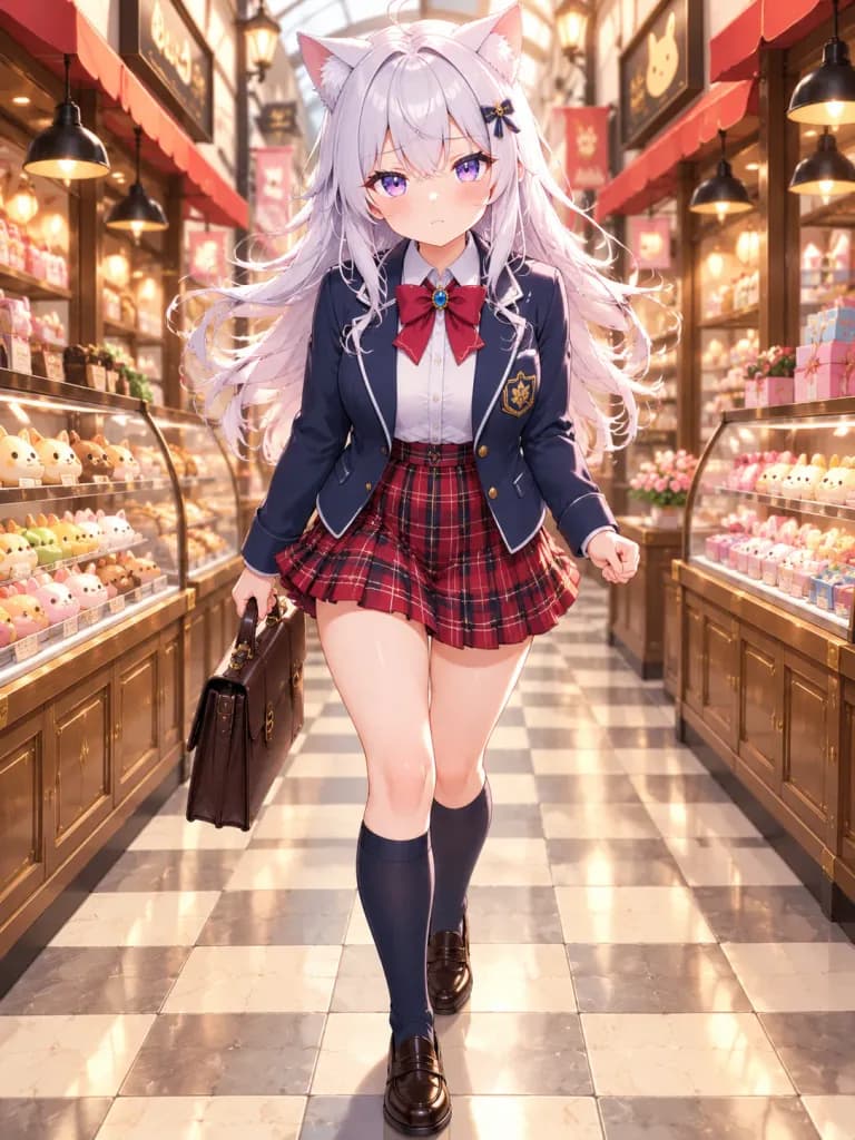 Cat-Eared Schoolgirl in Sweets Arcade