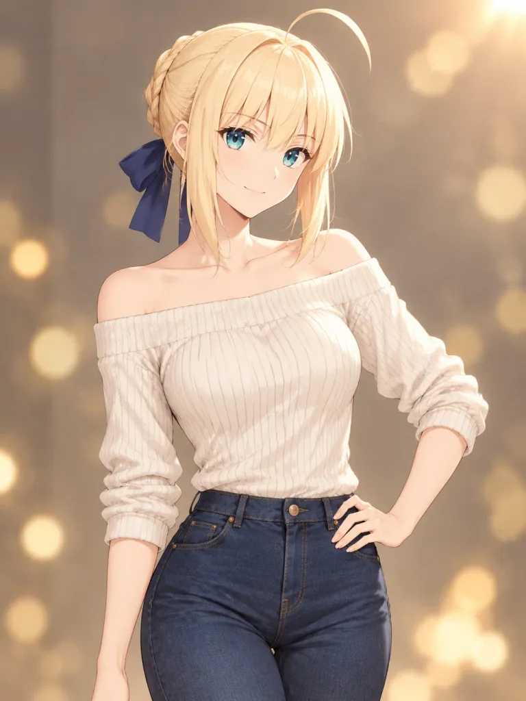 Ritratto Anime Casual con Maglione a Spalle Scoperte