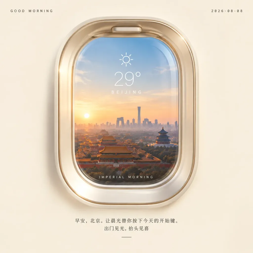 Beijing Airplane Window Sunrise Weather Poster