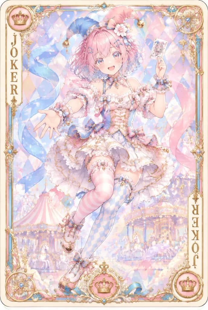 Pastel Anime Joker Playing Card