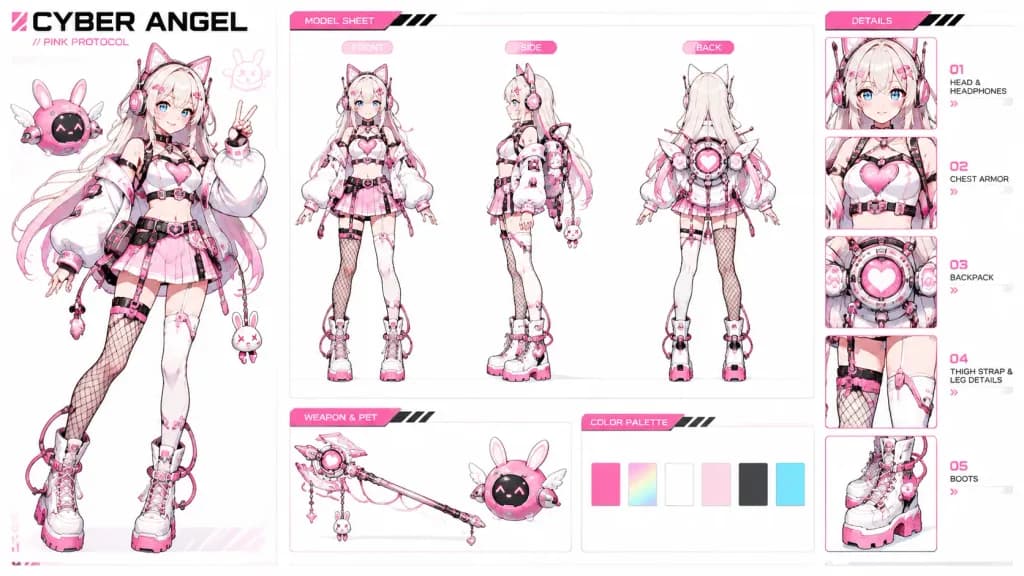 Модельный лист персонажа Cyber Angel