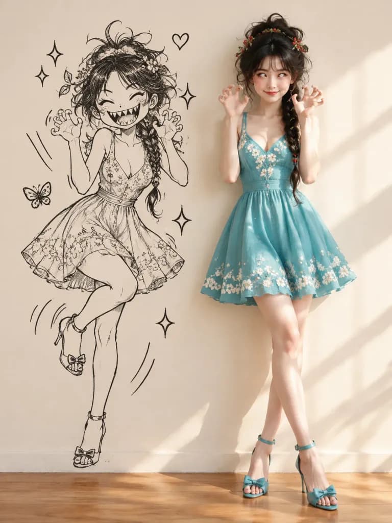 Playful Fashion Portrait with Manga Alter-Ego