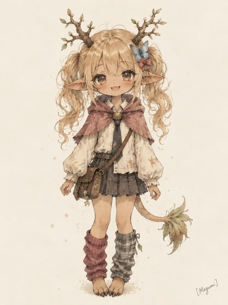 ちびキャラ森のフォーン少女設定画