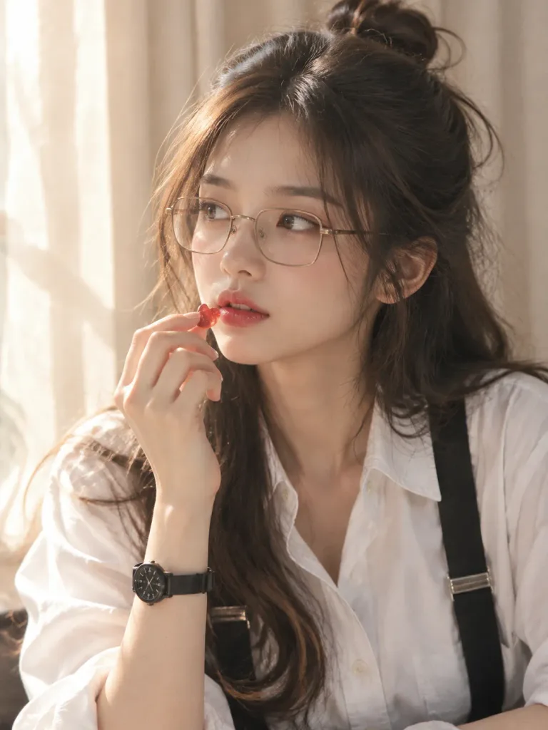 골든 아워 창가 캔디드 포트레이트