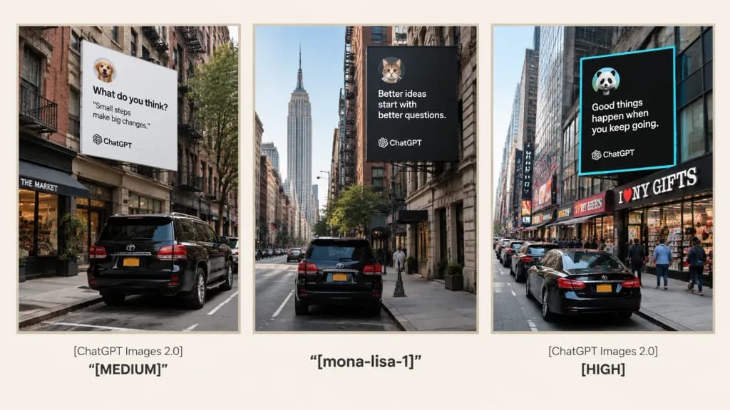 Urban Billboard Three-Panel Comparison Slide