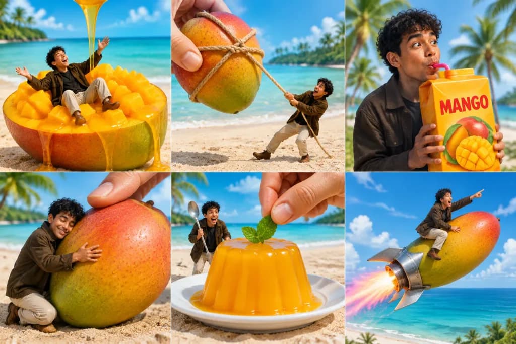 Tiny Traveler Giant Mango Beach Collage