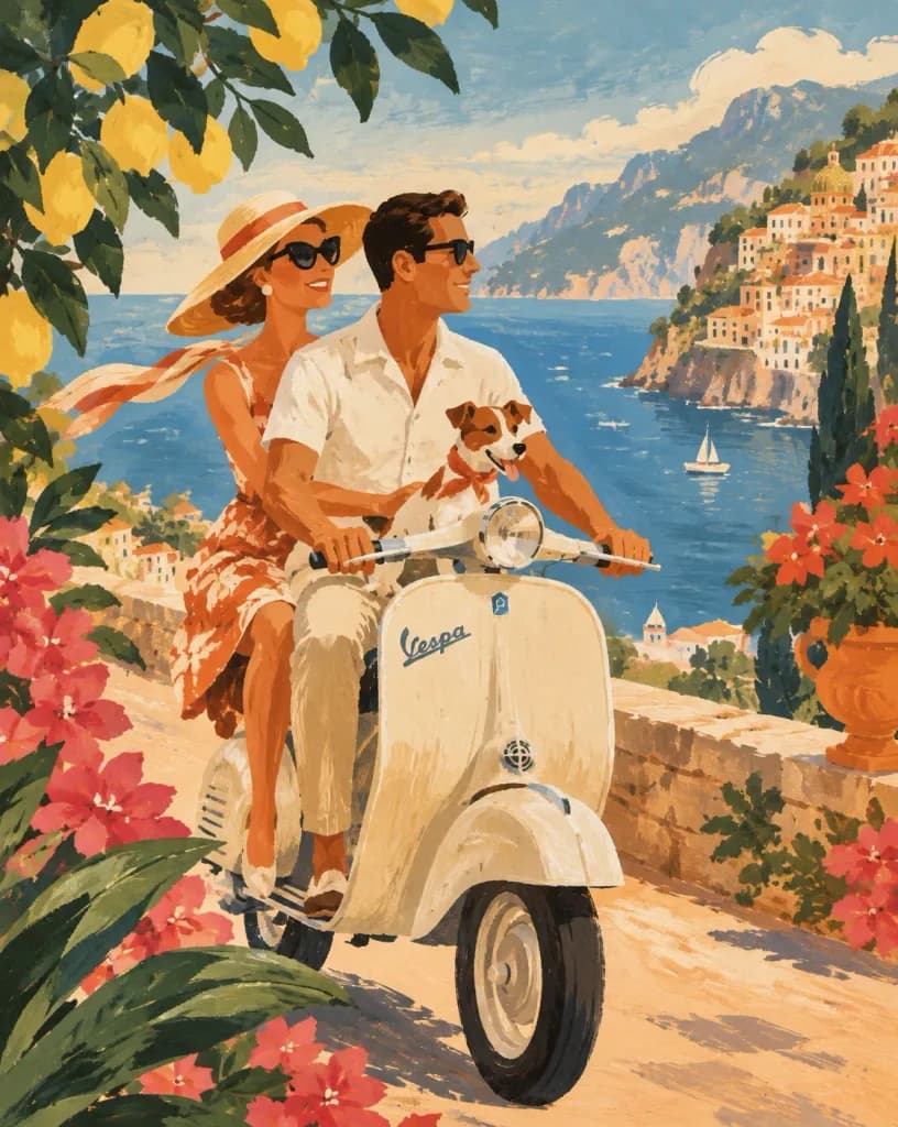 1960年代复古旅游海报插画