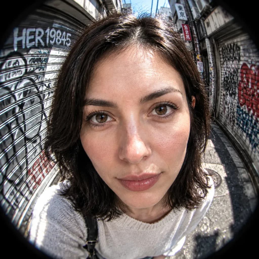 Urban Fisheye Portrait in Tokyo Alley