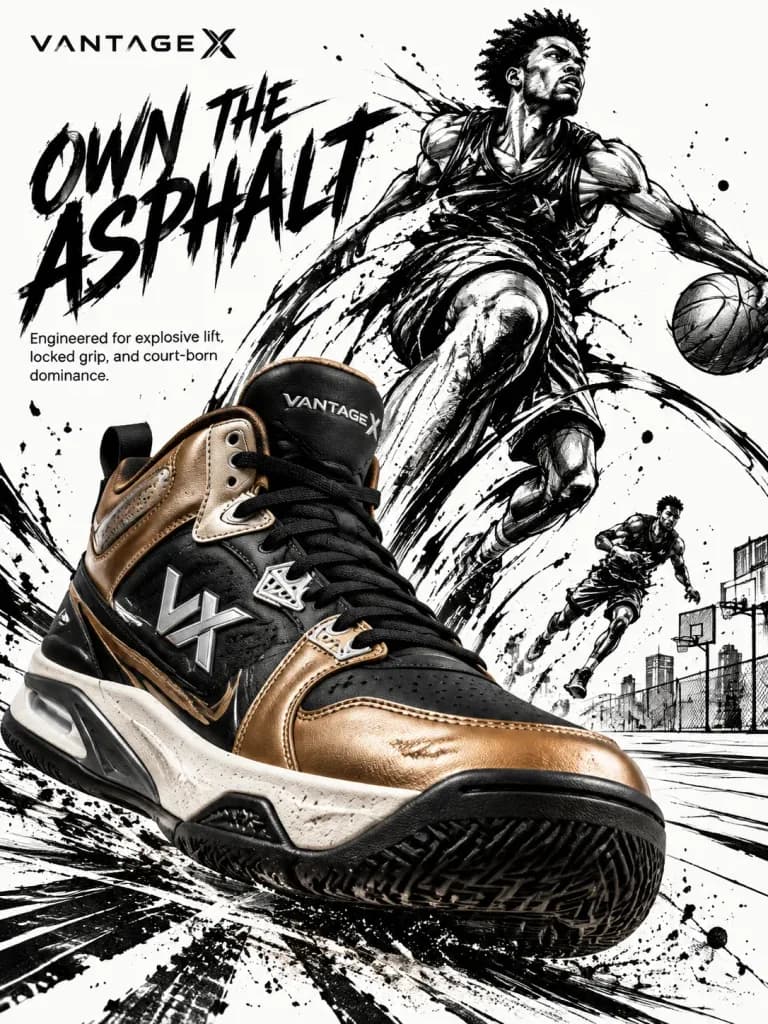 Street Basketball Sneaker Ink Poster
