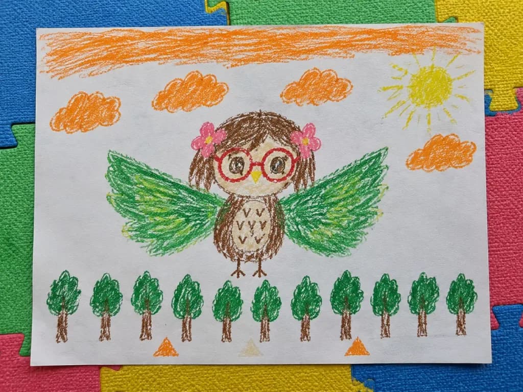 Clean Photo of Child Crayon Drawing