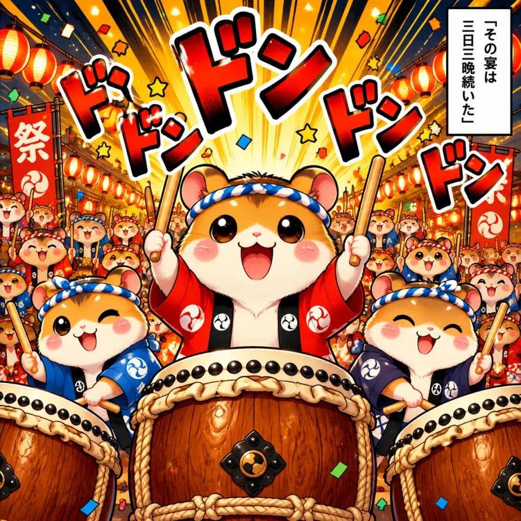 Hamster Taiko Drum Matsuri Manga