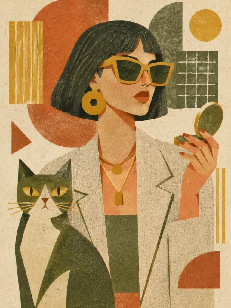 Graphic Cut-Paper Collage Editorial Portrait