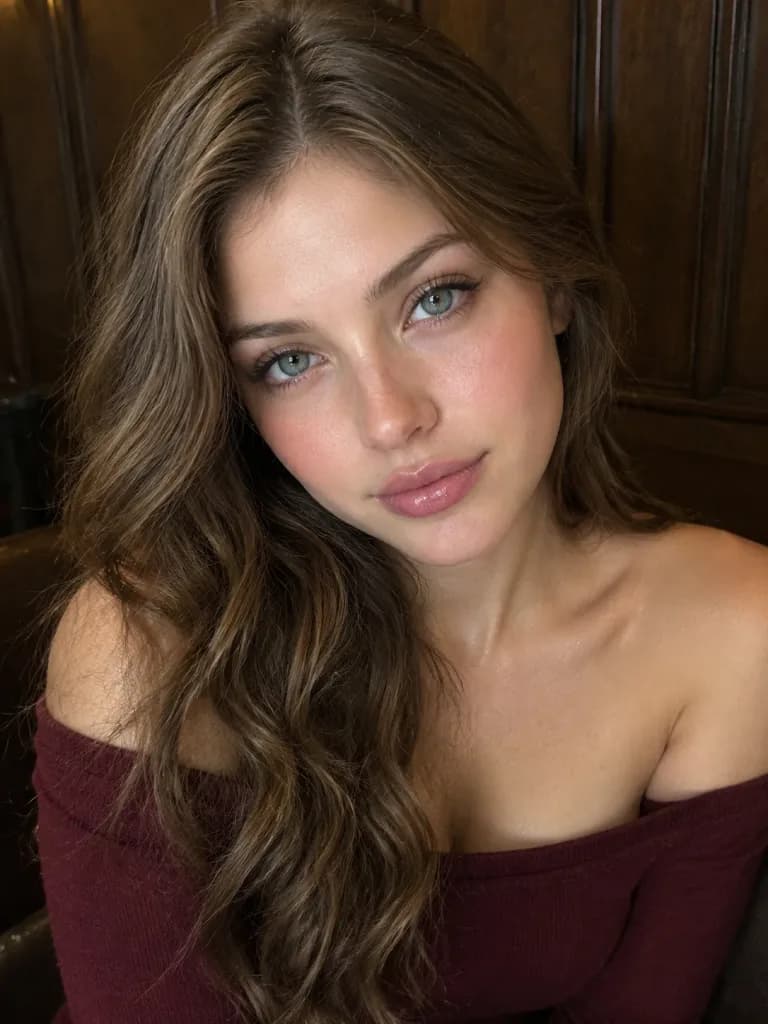 Elegant Portrait Against Wood Paneling