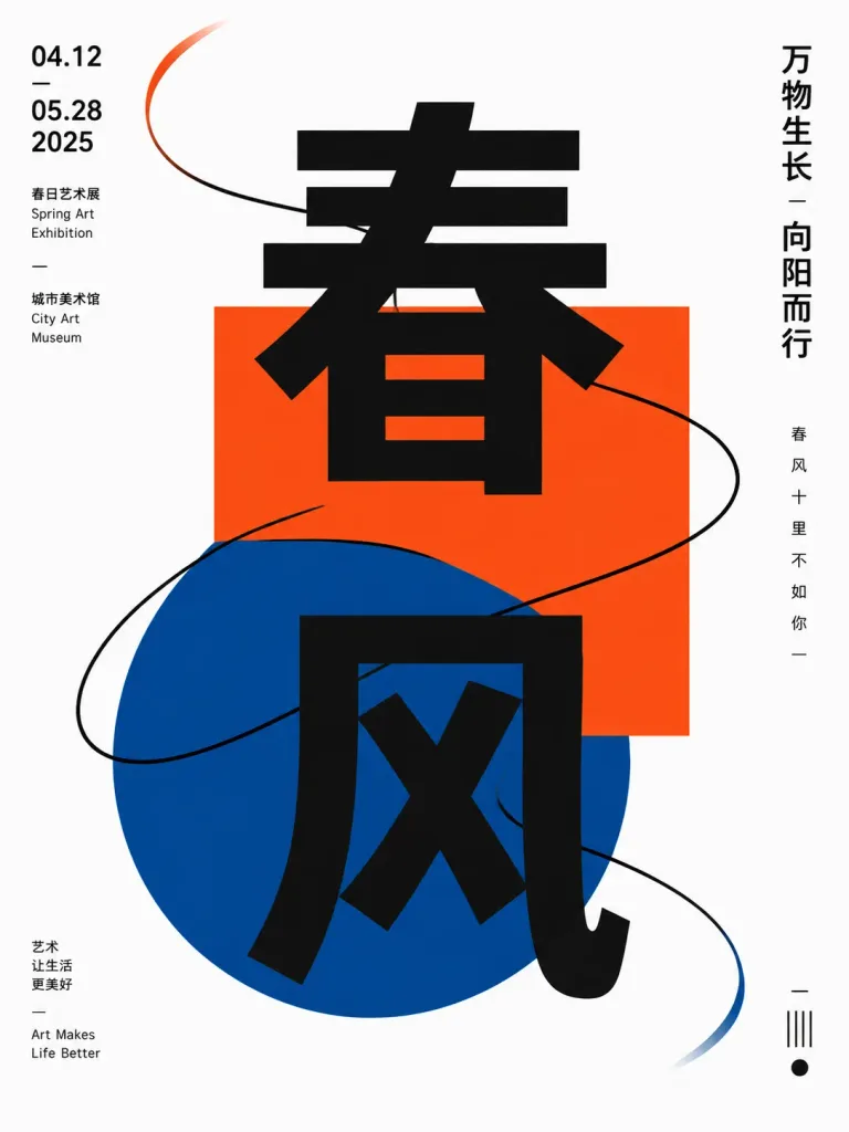現代中国幾何グラフィックポスターデザイン