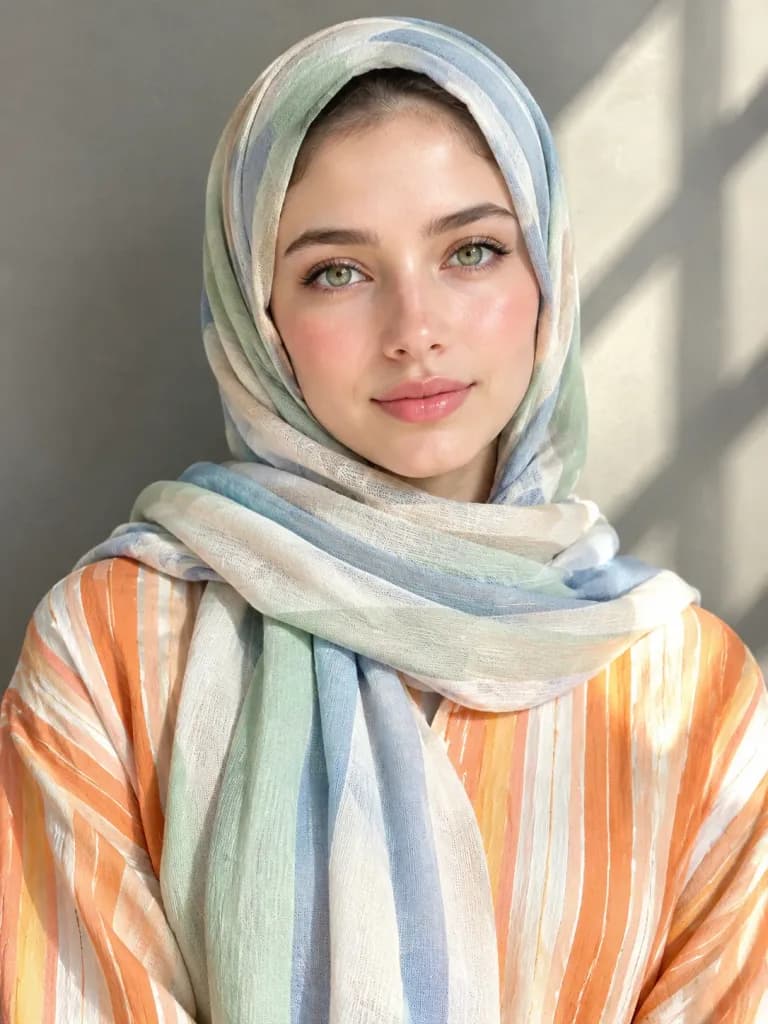 Sunlit Hijab Fashion Editorial Portrait