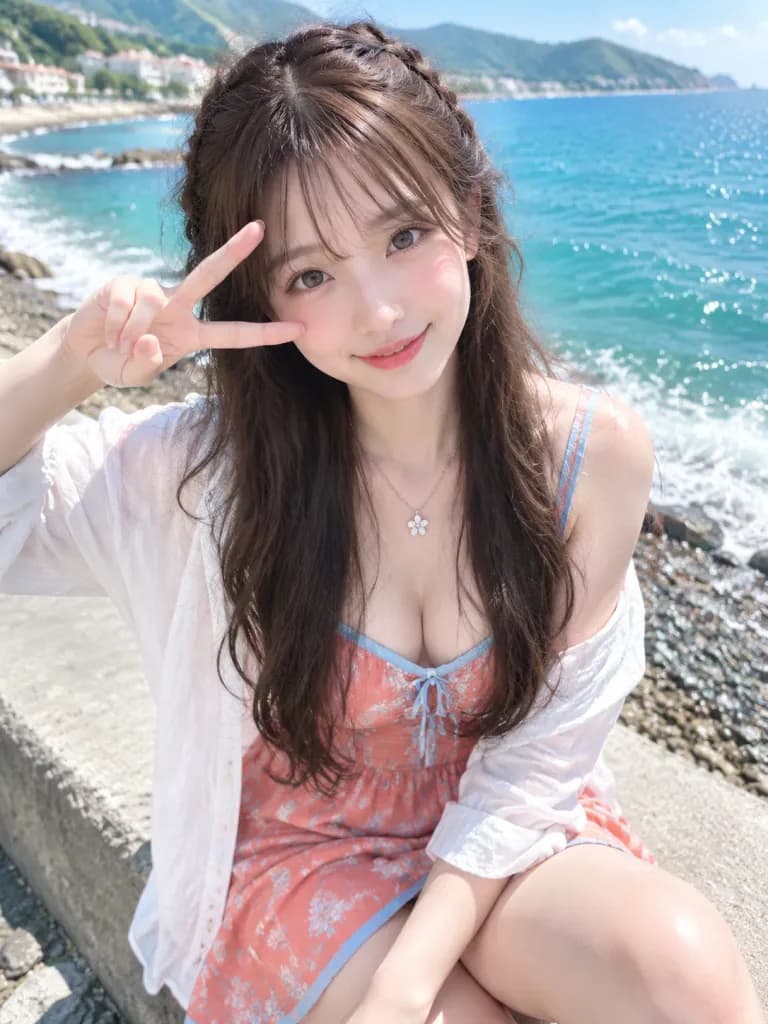 햇살 가득한 해안 여름 인물 사진
