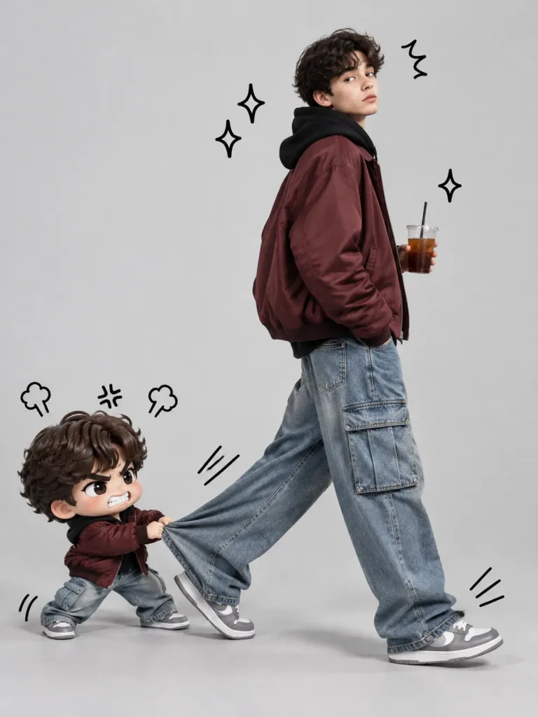 Teen Tugged by Chibi Clone