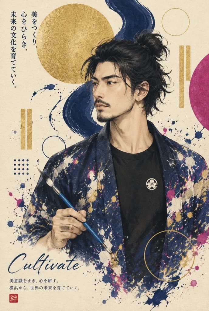 モダン和風アーティスト肖像ポスター