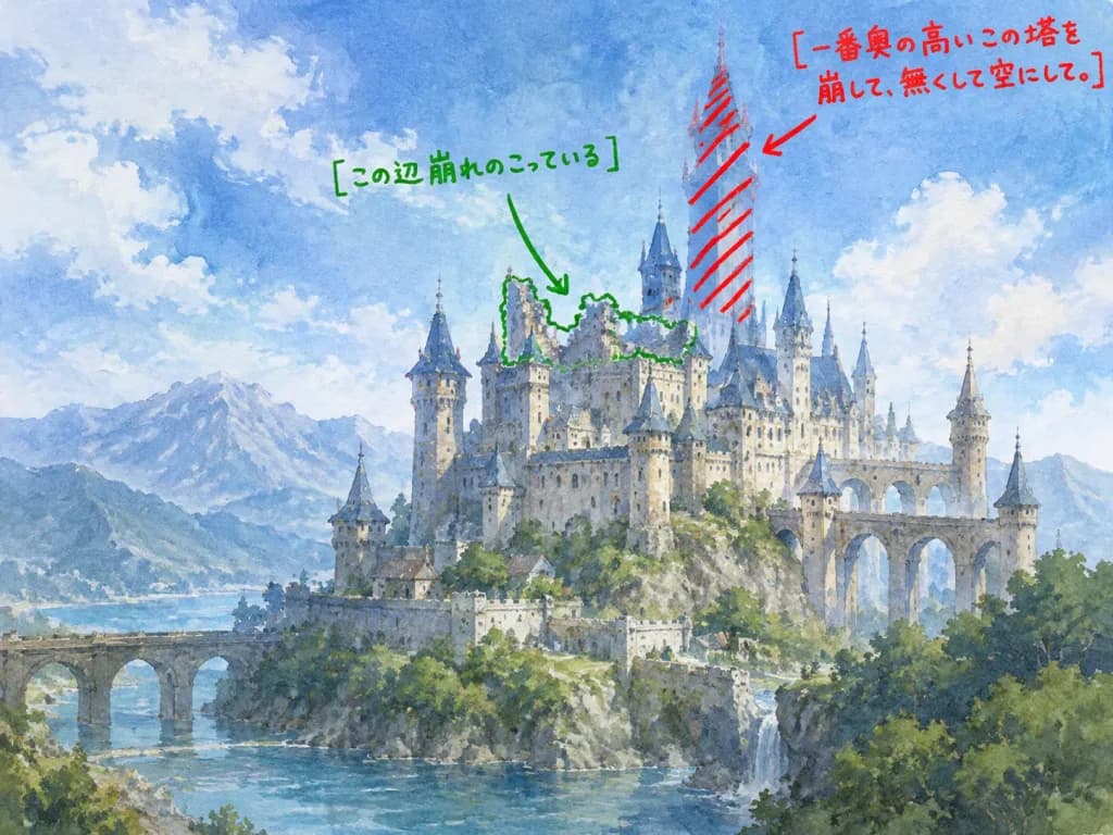 ファンタジー城アートワーク修正指示マークアップ