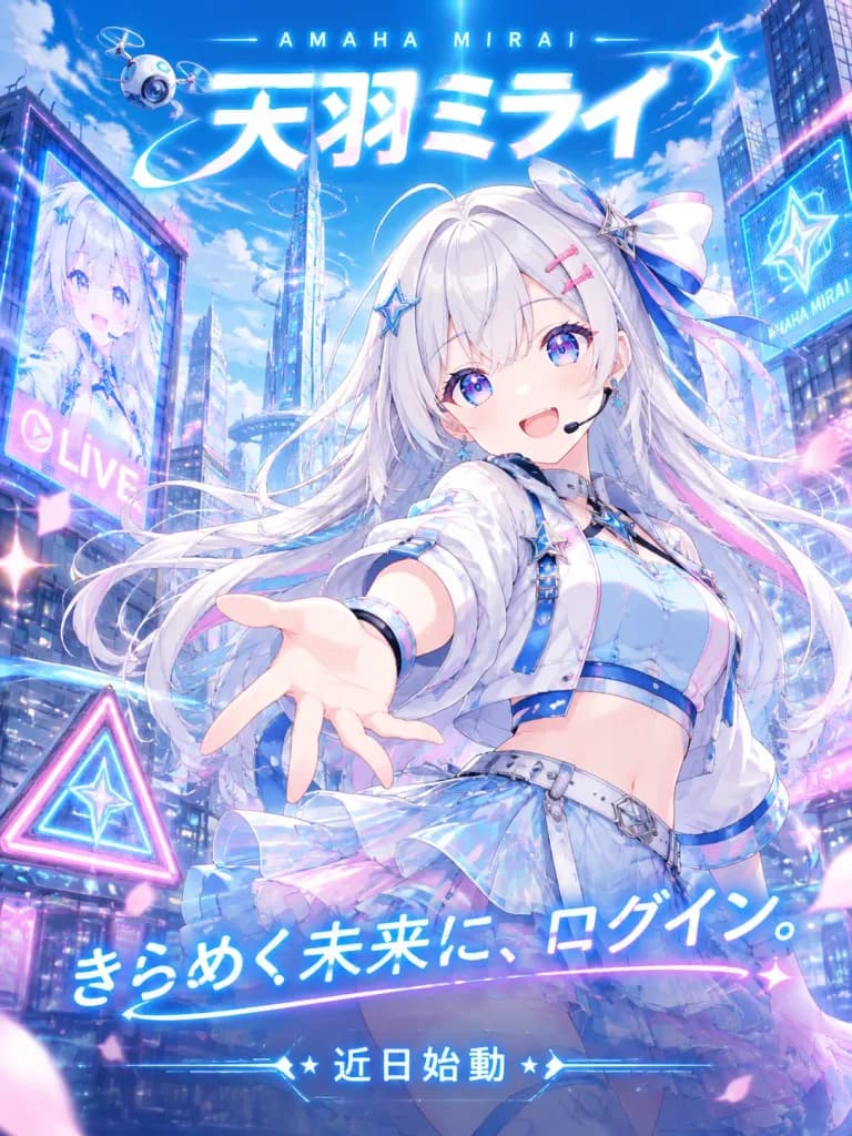 Futuristic Anime VTuber Debut Teaser Poster