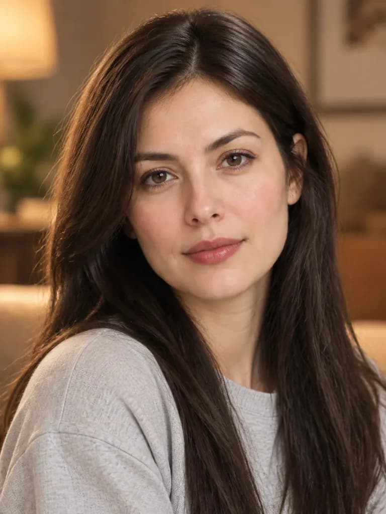 Warm Indoor Portrait of Young Woman