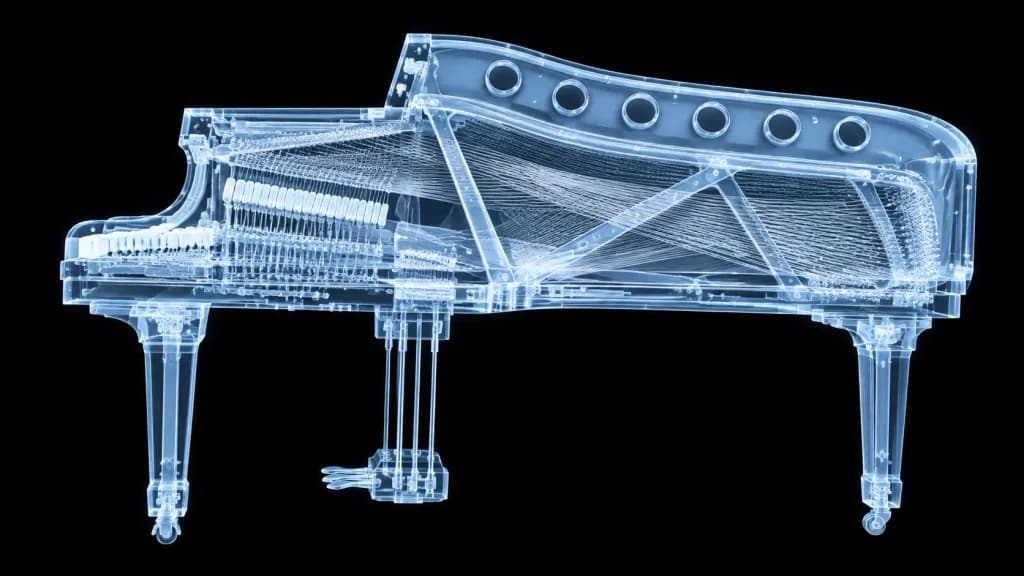 Transparent Grand Piano X-Ray Scan