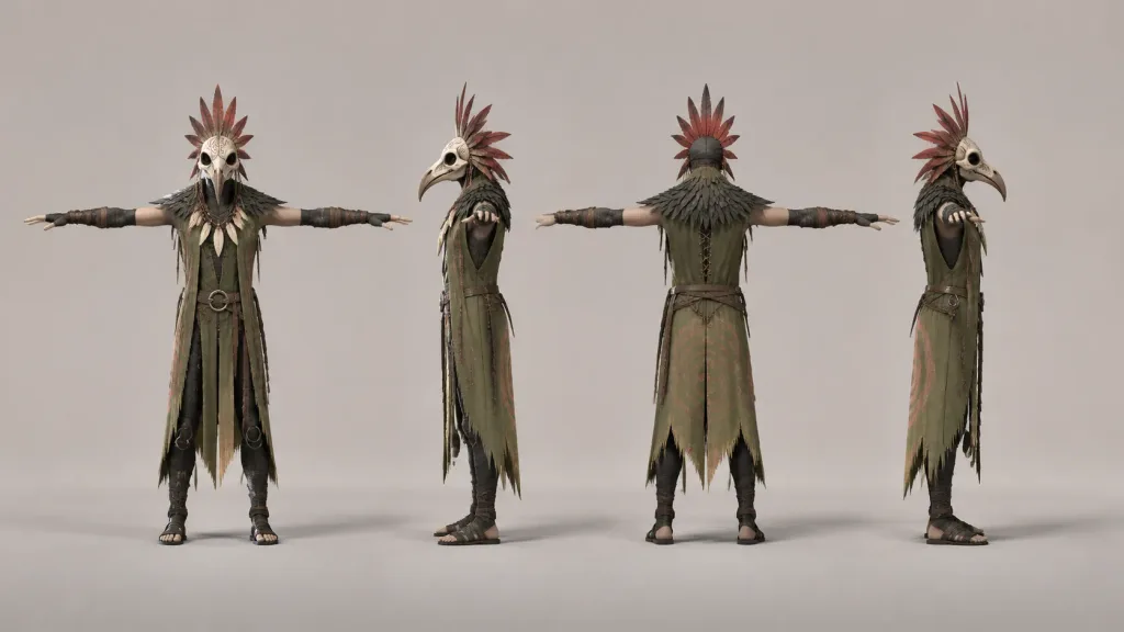 Bird Shaman 3D Character Turnaround