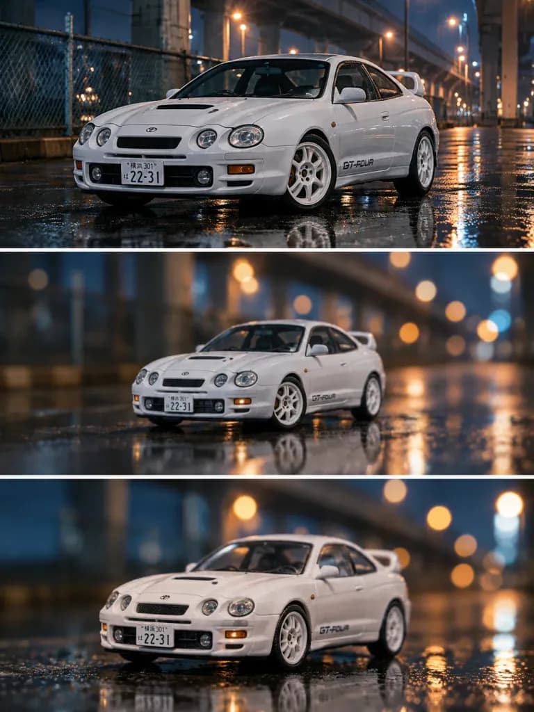Toyota Celica Three-Panel Realism Comparison