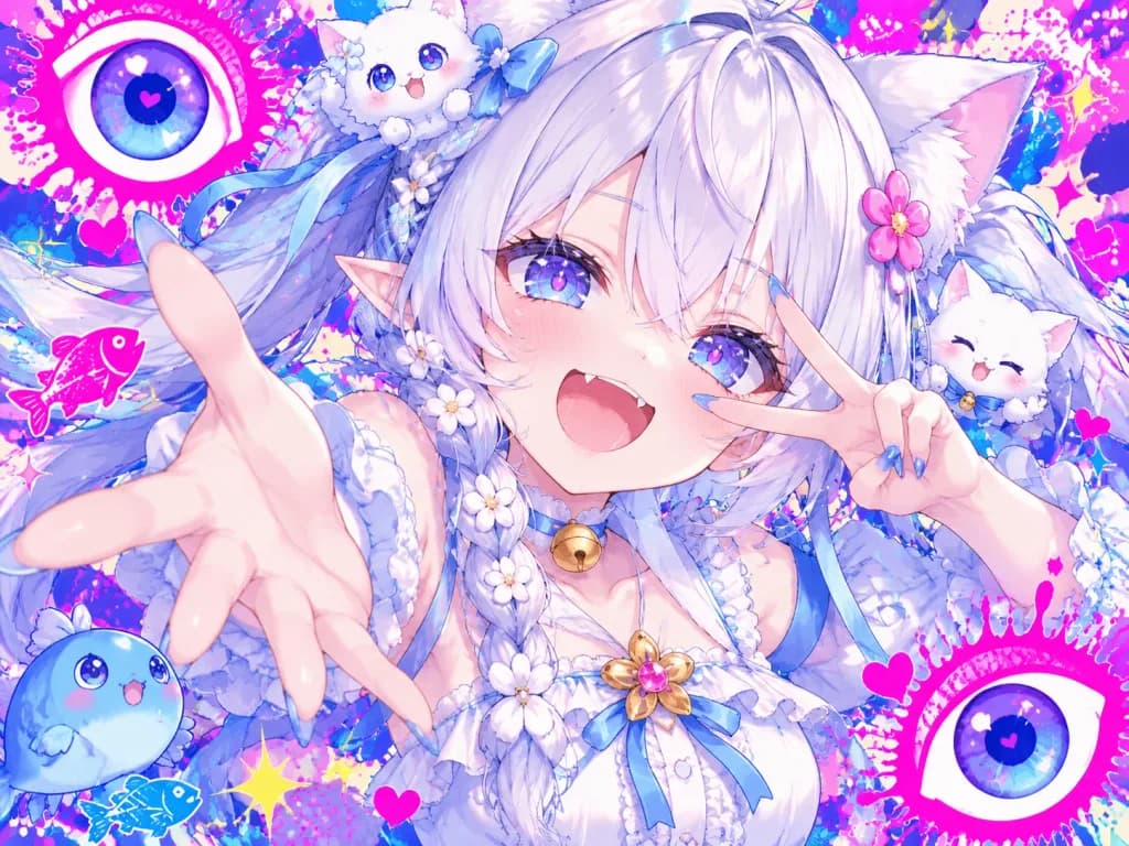 Dynamic Pop-Art Cat Idol Close-Up