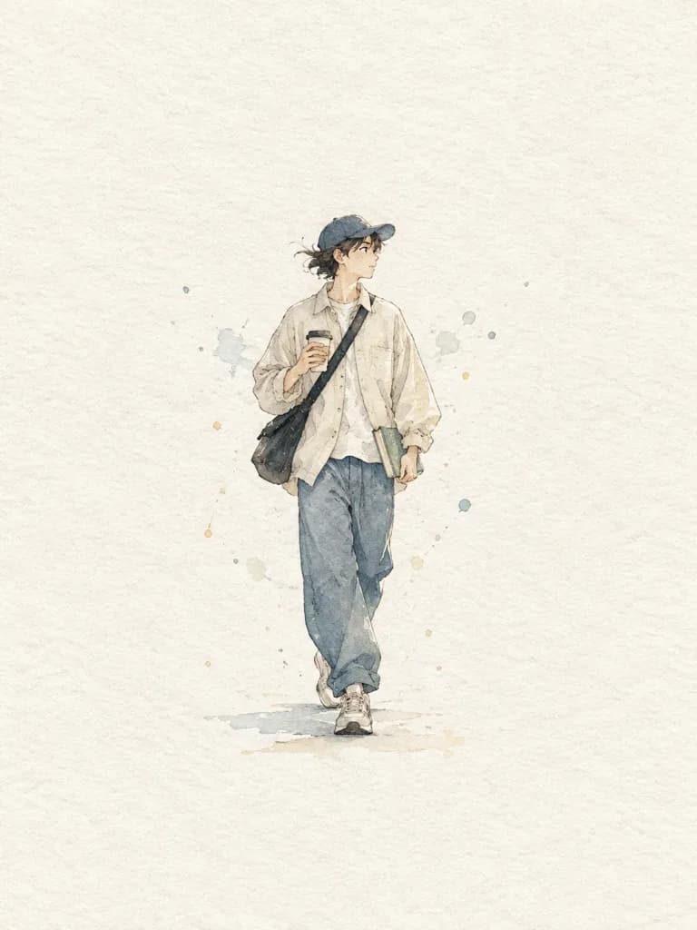 極簡水彩都市生活風格插畫