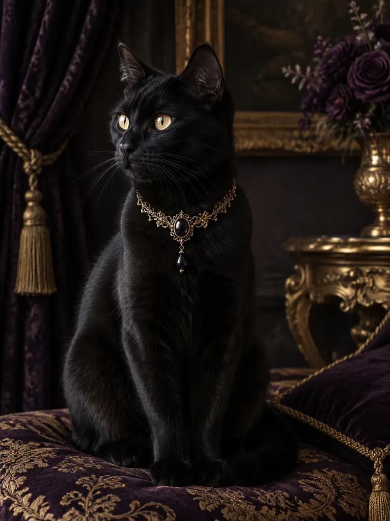 Aristocratic Victorian Gothic Cat Portrait