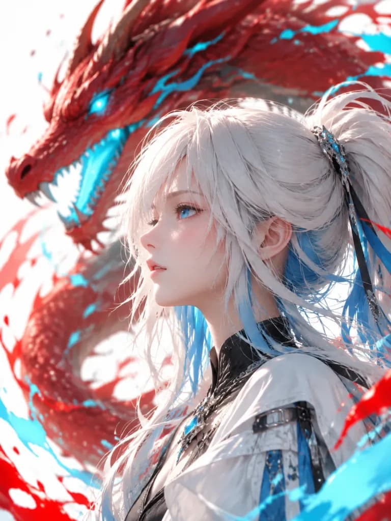 3D Anime Dragon Girl Render