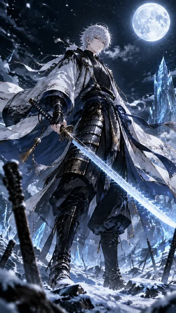 Frost Samurai on Frozen Battlefield