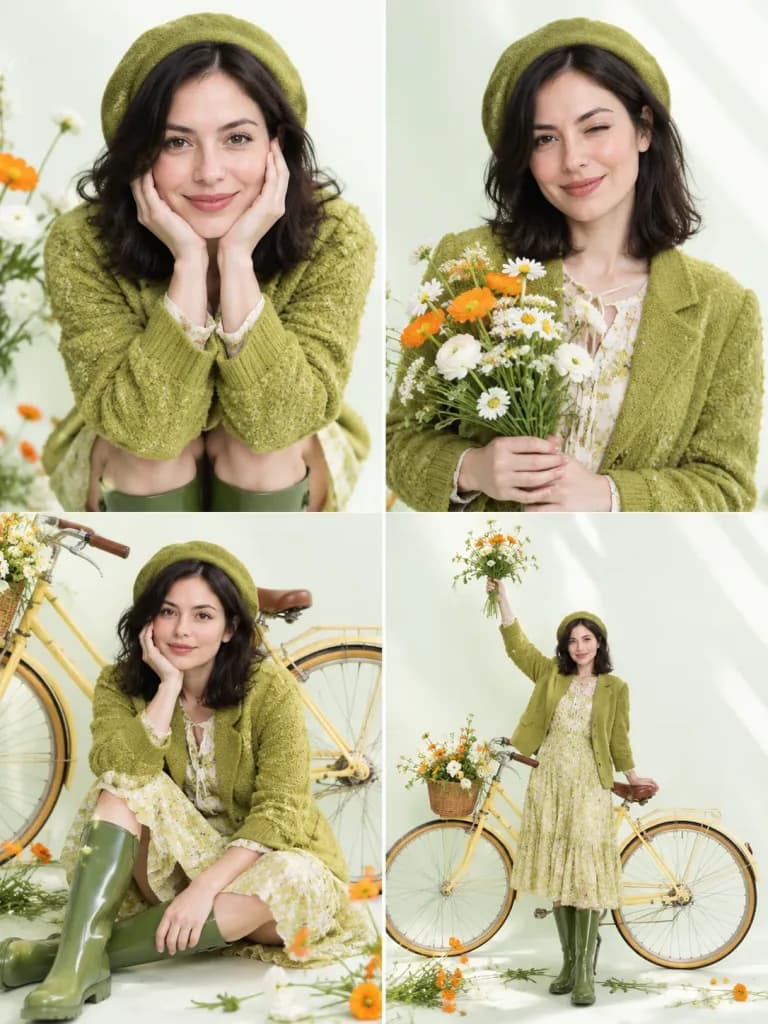 Spring Studio Fashion Four-Panel Collage