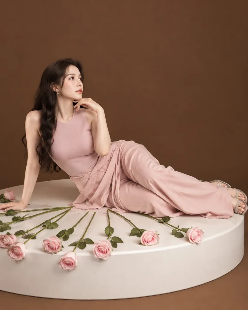 Glamorous Reclining Studio Fashion Portrait