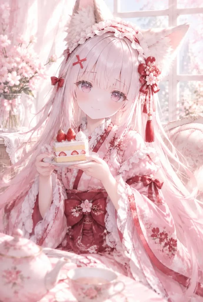 狐耳和服茶會少女