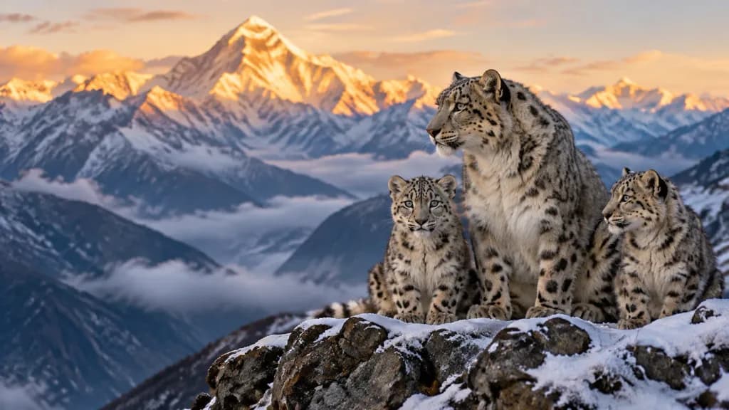 Himalayan Snow Leopard Family