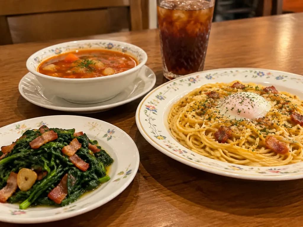 Casual Family Restaurant Tabletop Spread