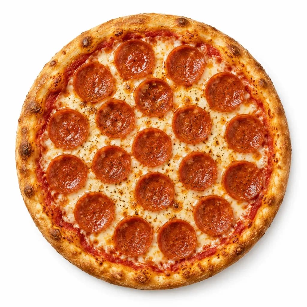 Overhead Studio Pepperoni Pizza Product Shot