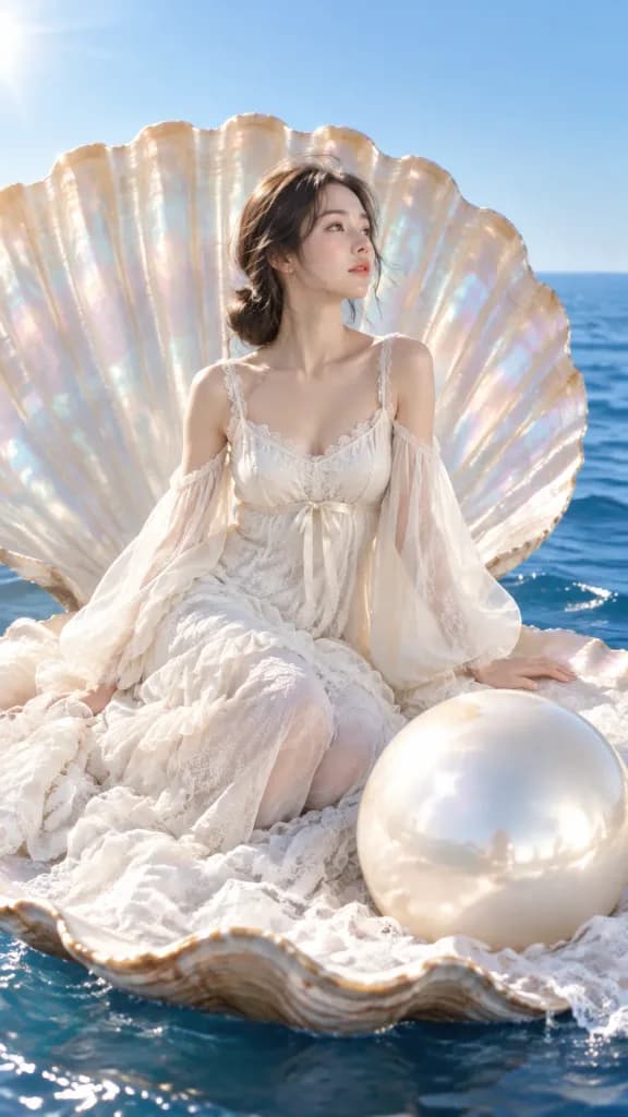 Femme dans une Coquille de Perle Géante