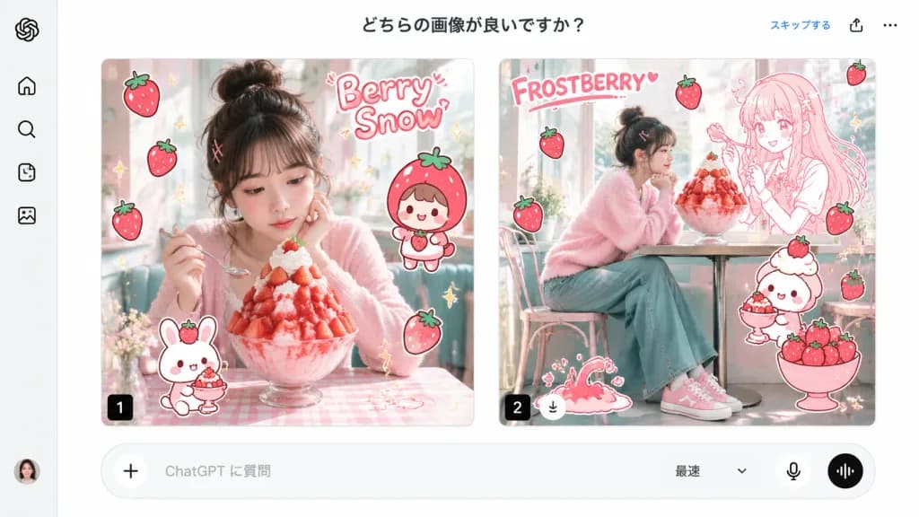 딸기 디저트 A/B 평가 UI