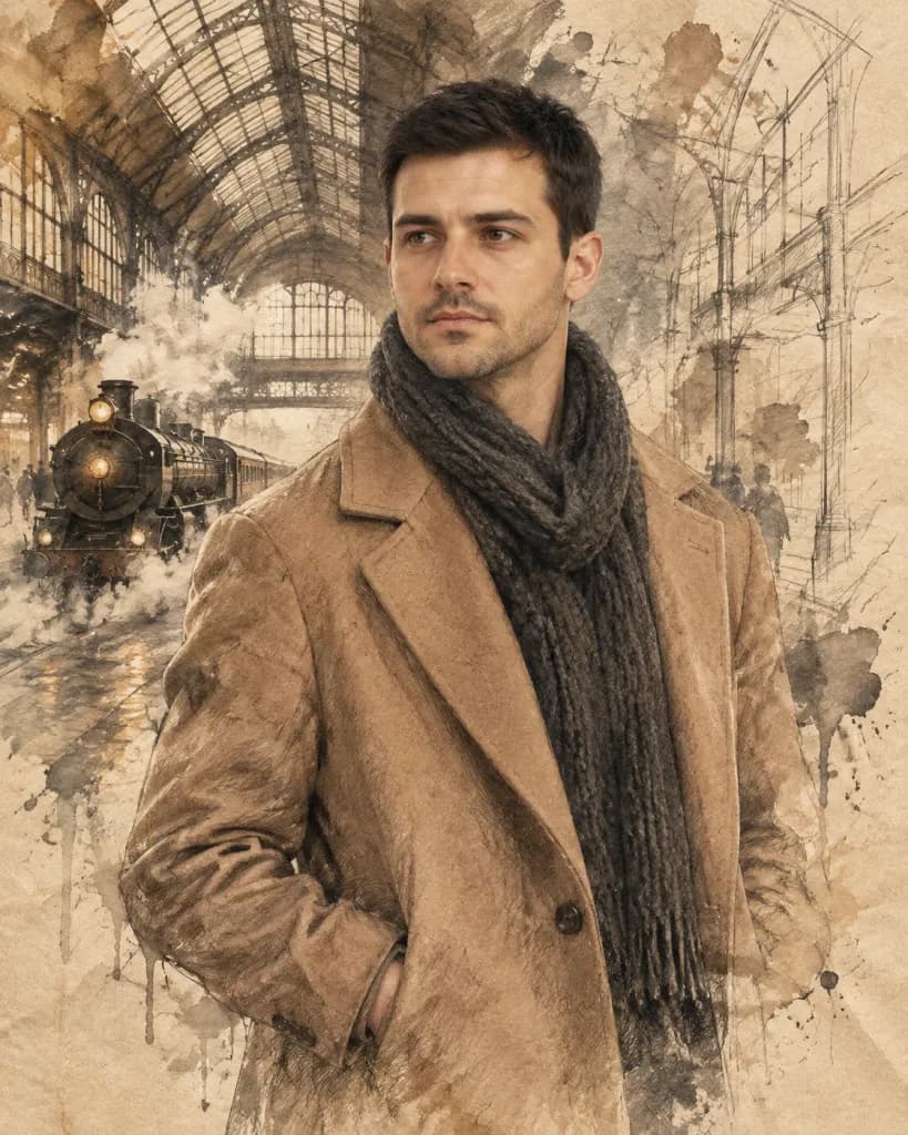 Mixed Media Fashion Portrait in Train Station
