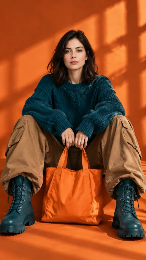 High-Fashion Color-Blocked Studio Portrait