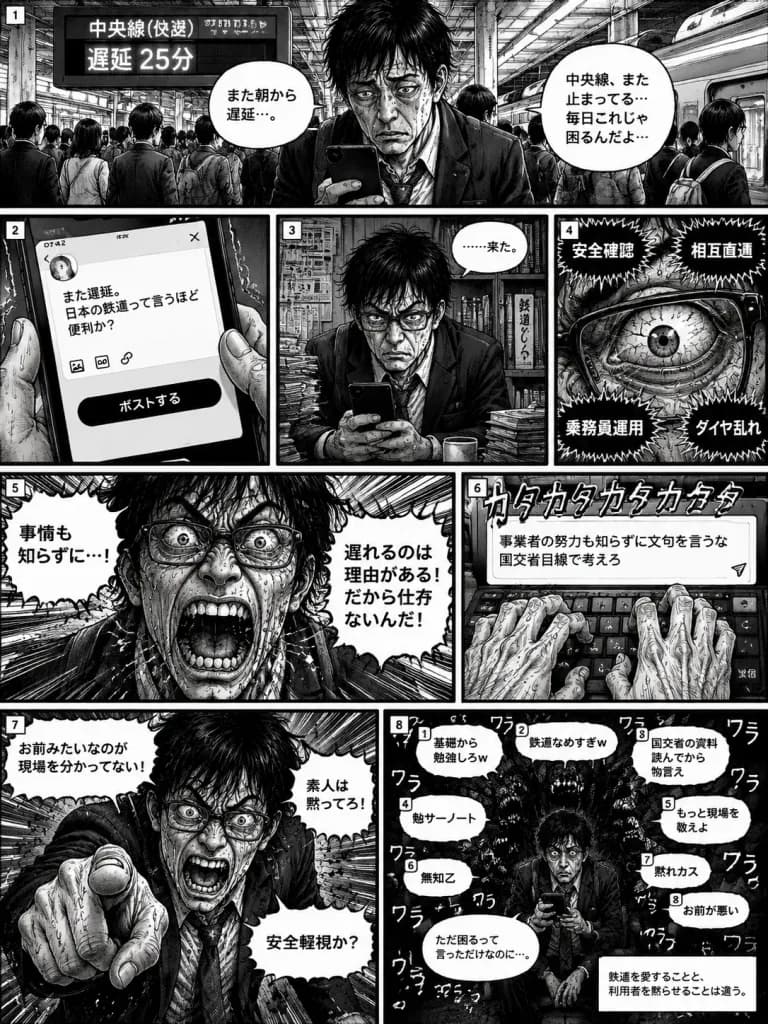 列車延誤風波青年漫畫單頁