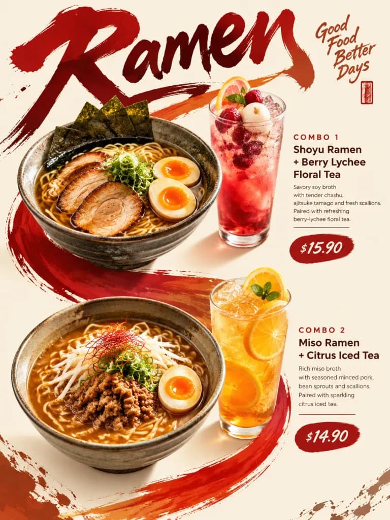 프리미엄 라멘 세트 레스토랑 포스터