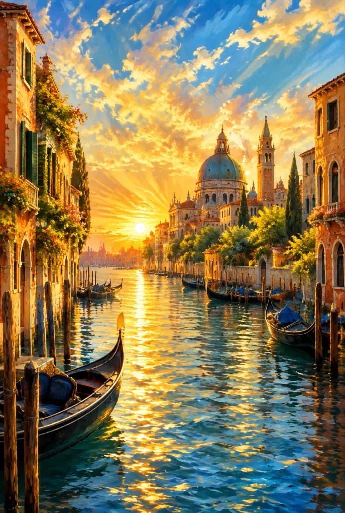 Poster di Viaggio del Canale di Venezia all'Ora d'Oro