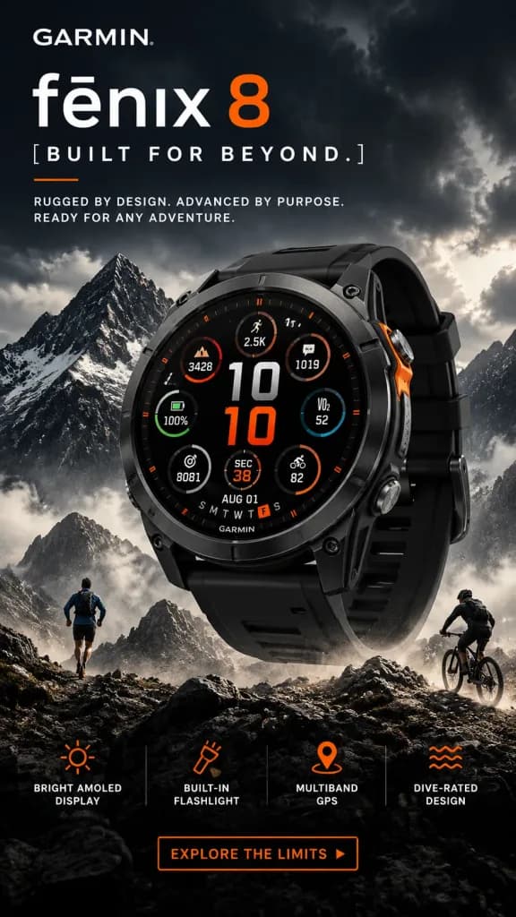 タフネススマートウォッチ登山広告ポスター